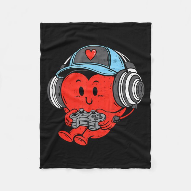 Cobertor De Velo Video Game Gamer Heart Valentines Day Gaming Boys  (Frente)