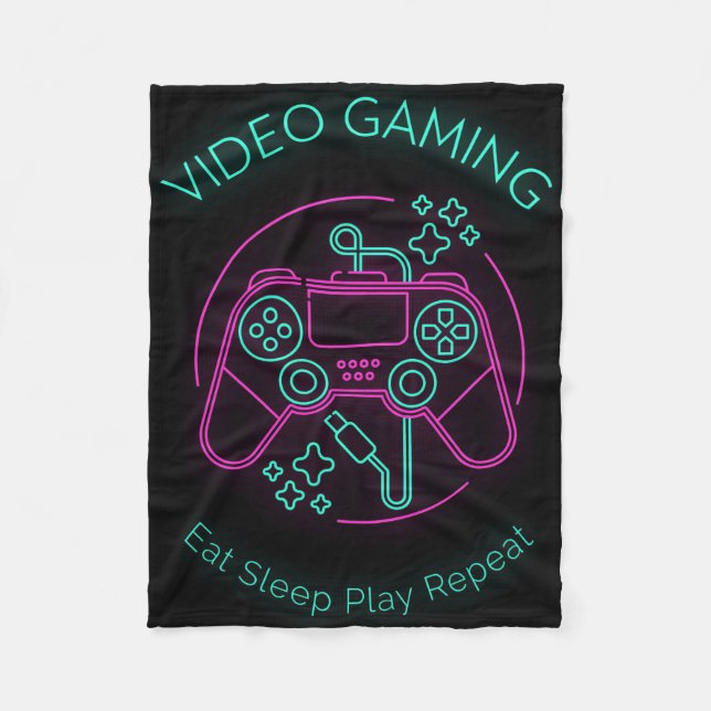 Cobertor De Velo Video Gaming Eat Sleep Play Repeat (Frente)
