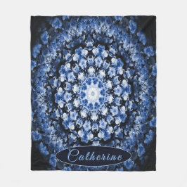 Cobertor De Velo Vidro Floral Azul Personalizado Mandala