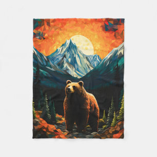 Cobertor De Velo Vidro Selvagem Montanha Urso Sunset