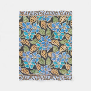 Cobertor De Velo Vincária Azul Ornamentada Floral Clássico Art Nouv