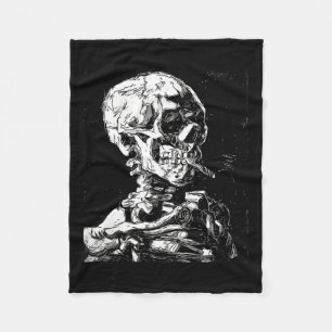 Cobertor De Velo Vincent Van Gogh Skull Com Cigarro Skeleton Hal
