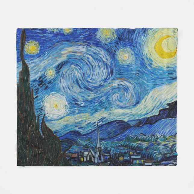 Cobertor De Velo Vincent Van Gogh Starry Night Sky Fleece (Frente (Horizontal))