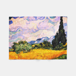 Cobertor De Velo Vincent Van Gogh Wheat Field com Cyprestes