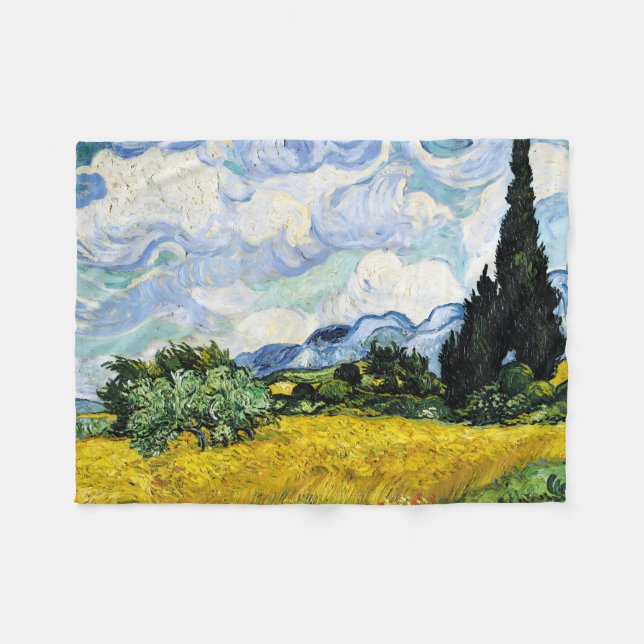 Cobertor De Velo Vincent Van Gogh Wheat Field com Cyprestes (Frente (Horizontal))