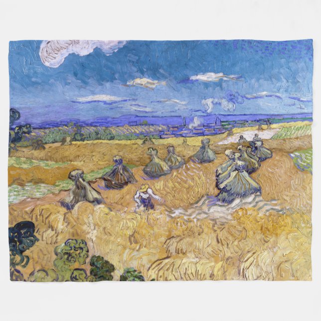 Cobertor De Velo Vincent van Gogh - Wheat Stacks with Reapers (Frente (Horizontal))
