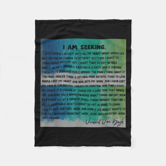 Cobertor De Velo Vincent Van Gogh Words Quotes Manifesto Tygraphy G (Frente)