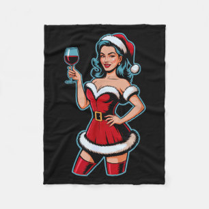 Cobertor De Velo Vinho de Natal Garota do Papai Noel Festa de Féria