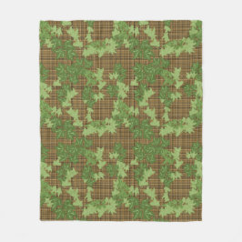 Cobertor De Velo Vinho verde sobre xadrez marrom-escuro