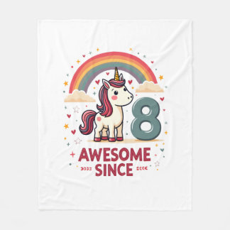 Cobertor De Velo Vintage 8 Awesome Since 2018 Unicorn Birthday Rain