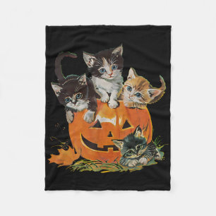 Cobertor De Velo Vintage 90s Cat Pumpkin Halloween Retro Floral Spo