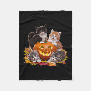 Cobertor De Velo Vintage 90s Cat Pumpkin Halloween Retro Floral Spo