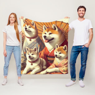 Cobertor De Velo Vintage Akita Dog Painting