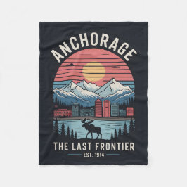 Cobertor De Velo Vintage Anchorage Alaska Retro Travel Poster Illus