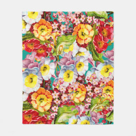Cobertor De Velo Vintage Art Floral Pattern Spring Flowers Primrose