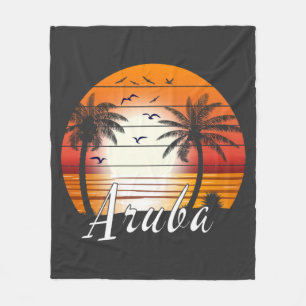 Cobertor De Velo Vintage Aruba Palm Trees Summer Beach