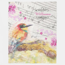 Vintage bird on tree rosa flower decoupage