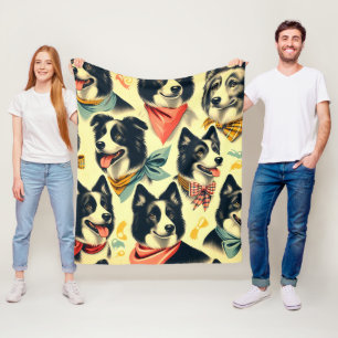Cobertor De Velo Vintage Border Collie Seamless
