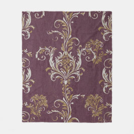 Cobertor De Velo Vintage Burgundy e Dourado Damask
