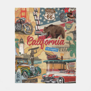 Cobertor De Velo Vintage California poster com atrações turísticas