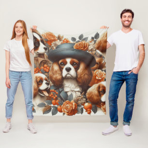 Cobertor De Velo Vintage Cavalier King Charles Spaniel Painting
