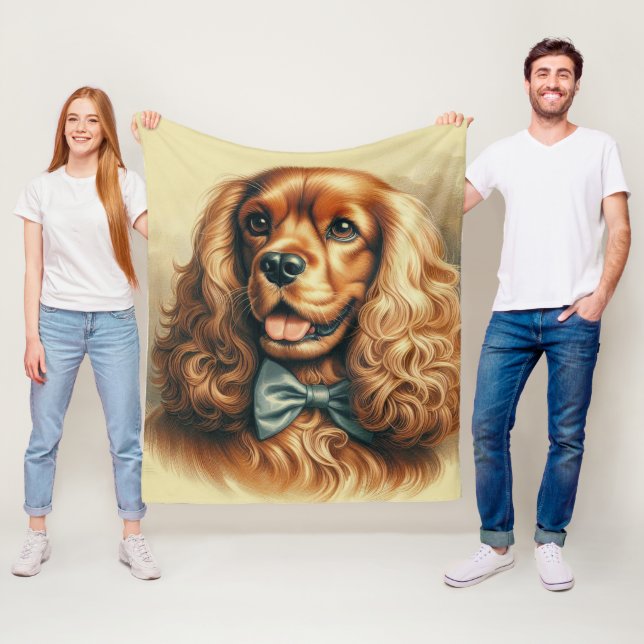 Cobertor De Velo Vintage Cocker Spaniel Oil (In Situ)