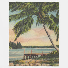 Cobertor De Velo Vintage Coconut Palms Tropical Breeze Sunset