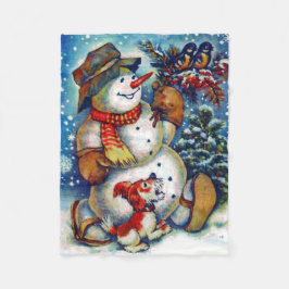 Cobertor De Velo Vintage congelou o Natal do boneco de neve