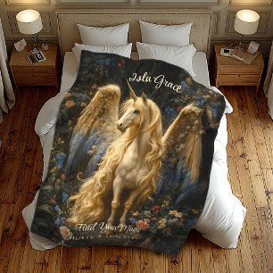 Cobertor De Velo Vintage Cream Pegasus Unicorn Woodland Fantasy