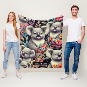 Cobertor De Velo Vintage Cute Koala Pintura