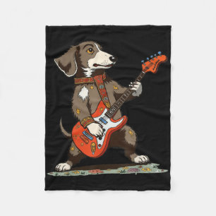 Cobertor De Velo Vintage Dachshund Weenie Jogando Violão Engraçado