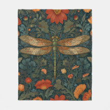 Vintage dragonfly orange floral verde-floral boho 