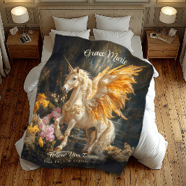 Cobertor De Velo Vintage Fairytale Ouro Unicorn Fantasy