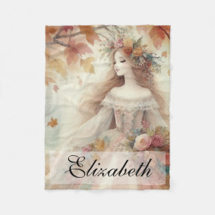 Cobertor De Velo Vintage Fall Princess com Folhas de outono