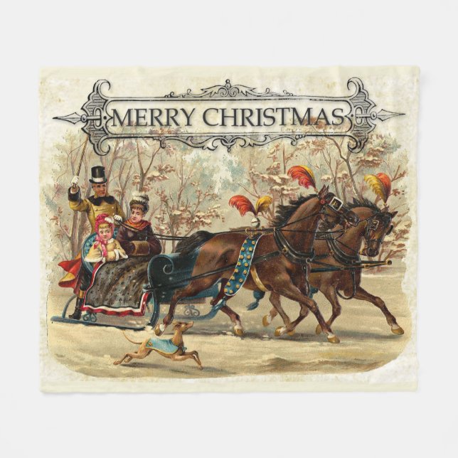 Cobertor De Velo Vintage Family Christmas (Frente (Horizontal))
