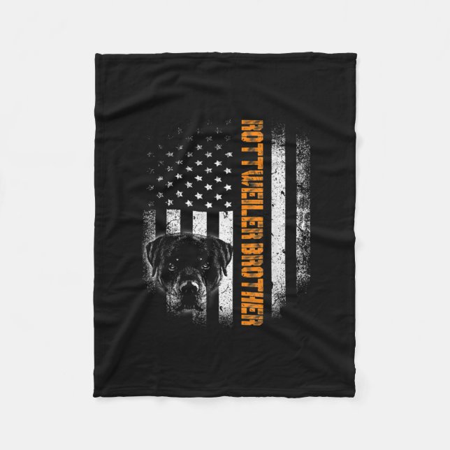Cobertor De Velo Vintage Flag Engraçado Cão Rottweiler Irmão Melhor (Frente)