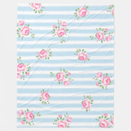 Cobertor De Velo Vintage Floral Clássica Branca Stripes Rosa Rosa