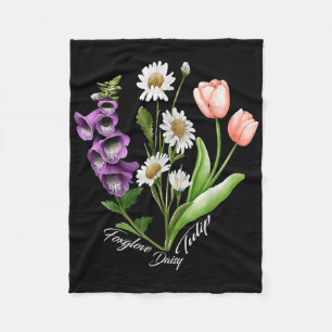 Cobertor De Velo Vintage Floral Plant Foxglove Daisy Tulip Flower G