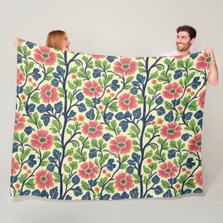 Cobertor De Velo Vintage Floral Rosa Flor Flor Folhagem Verde Esmag