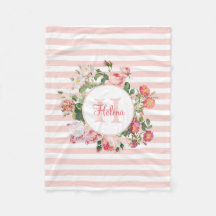 Vintage Flores Rosa Stripes Monograma