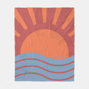 Cobertor De Velo Vintage fundo com mar e sol. Retro de Verão