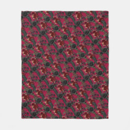 Cobertor De Velo Vintage Gótica Ravens e Rosa Vermelho Escuro