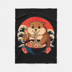 Cobertor De Velo Vintage Groundhog Comendo Ramen Engraçado Feliz Di