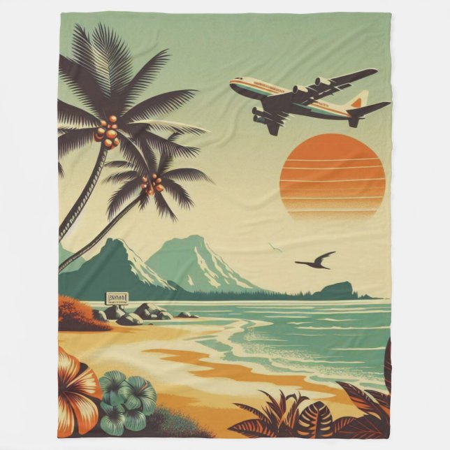 Cobertor De Velo Vintage Hawaii/Tropical (Frente)