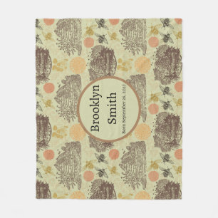 Cobertor De Velo Vintage Honey Bumblebee Sage Personalizado