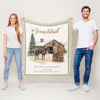 Cobertor De Velo Vintage Horse Barn Christmas Granddad Cozy Blanket