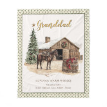 Vintage Horse Barn Christmas Granddad Cozy Blanket