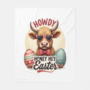 Cobertor De Velo Vintage Howdy Honey Páscoa Vaca Highland Fofa Bunn