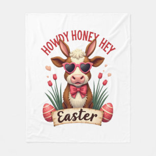 Cobertor De Velo Vintage Howdy Honey Páscoa Vaca Highland Fofa Bunn