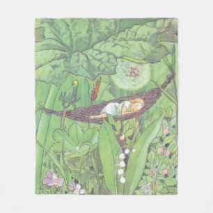 Cobertor De Velo Vintage Illustration Green Girls Room Decoration